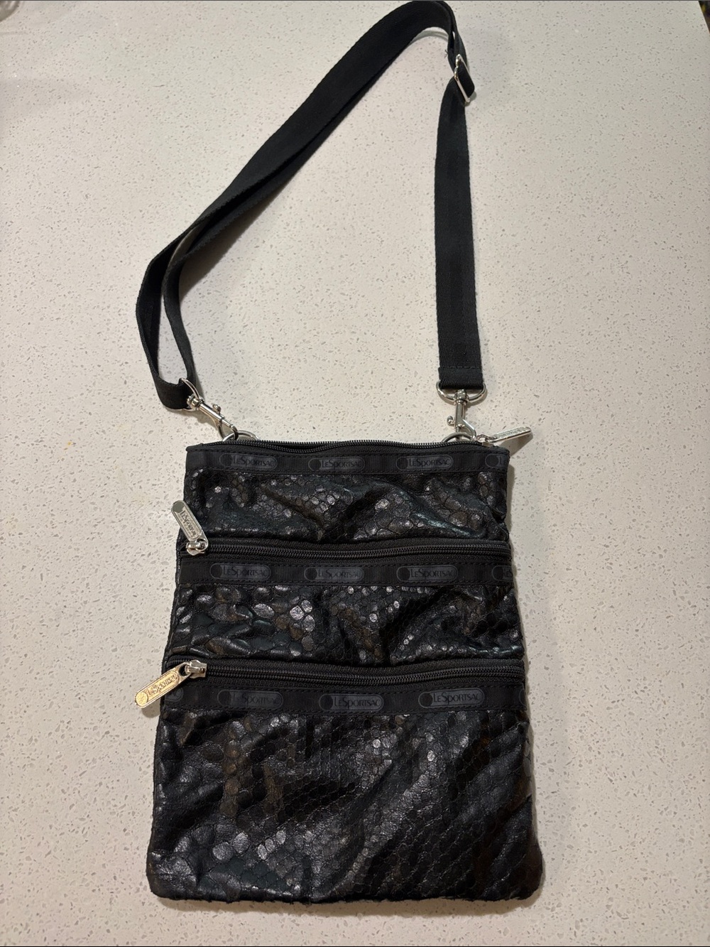 Lesportsac Black Sequin Crossbody Purse